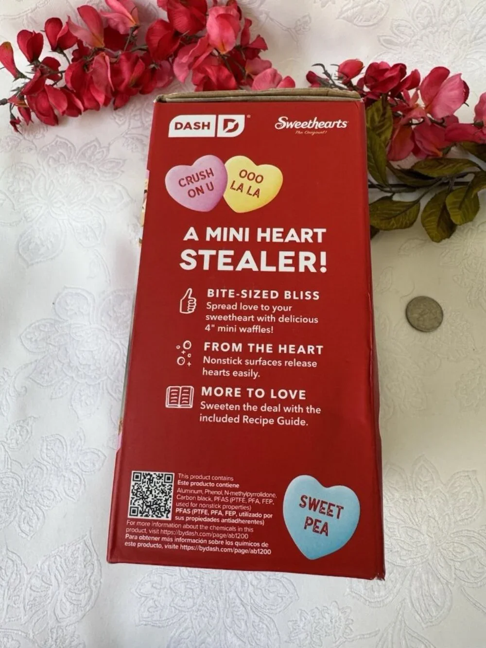 Dash Sweethearts Mini Waffle Maker Pink Heart Shaped XOXO Valentine Brand NEW